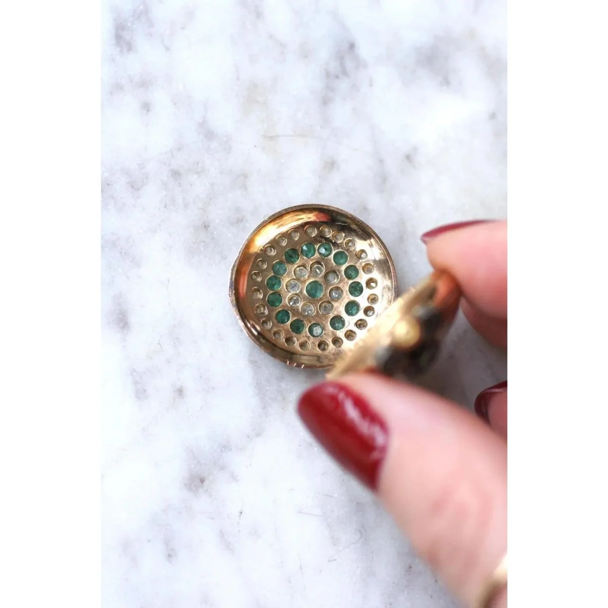 Montre Gousset en or rose, émeraudes et diamants - Image 9
