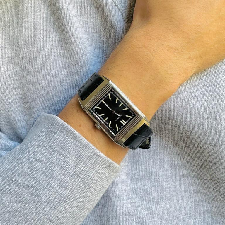 Montre JAEGER-LECOULTRE "Grande Reverso Ultra Thin" en acier et cuir - Image 2
