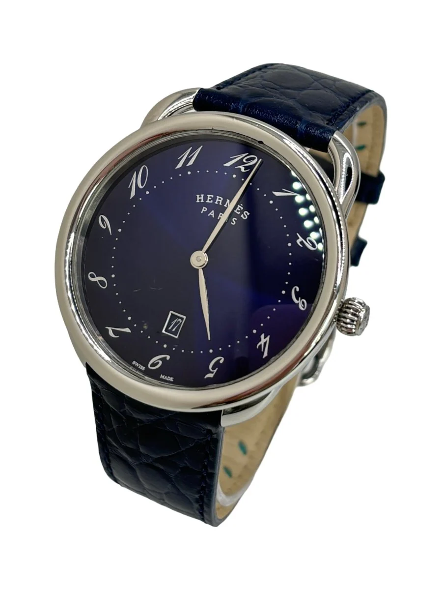 Montre HERMÈS "Arceau" en acier et cuir - Image 2
