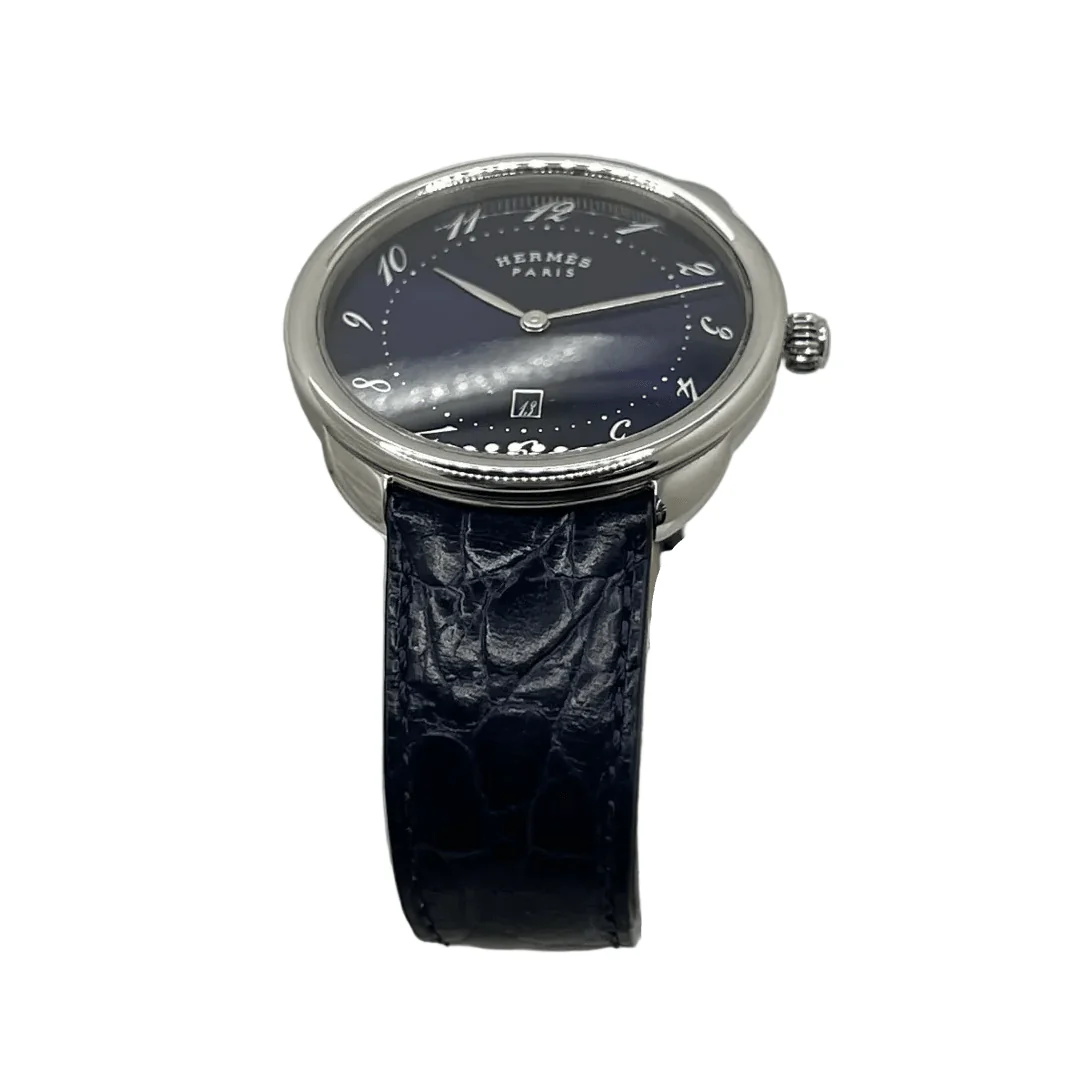 Montre HERMÈS "Arceau" en acier et cuir - Image 3