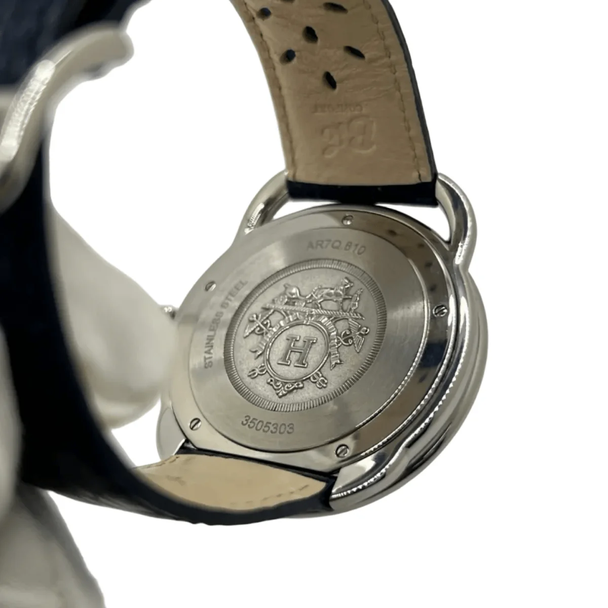 Montre HERMÈS "Arceau" en acier et cuir - Image 5