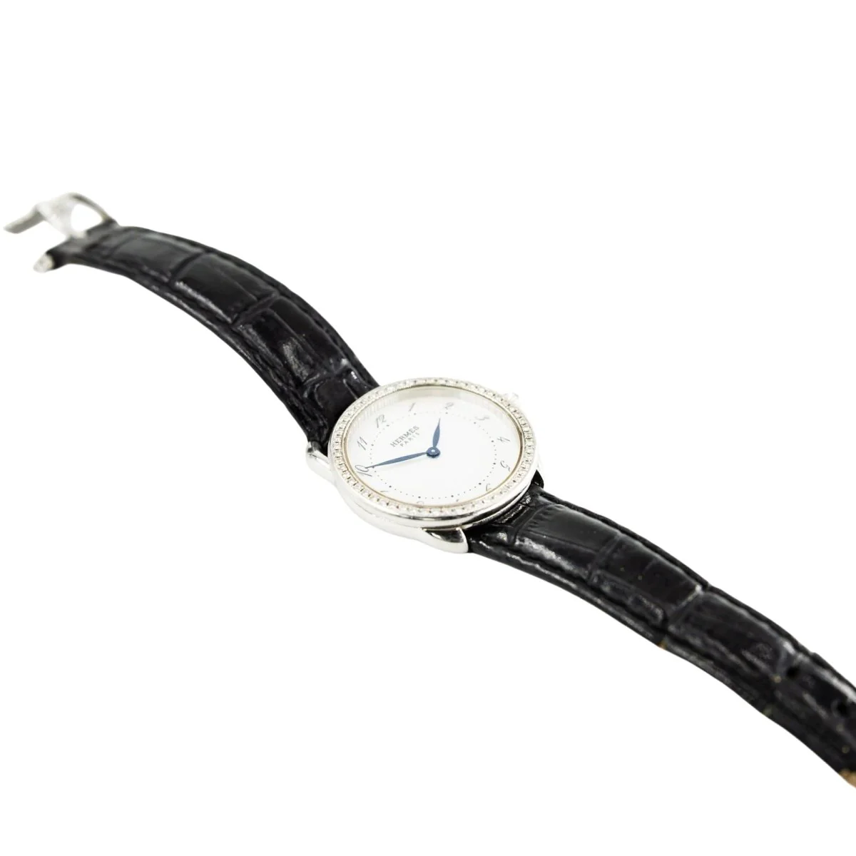Montre HERMÈS "Arceau" en acier, nacre, cuir et diamants - Image 3