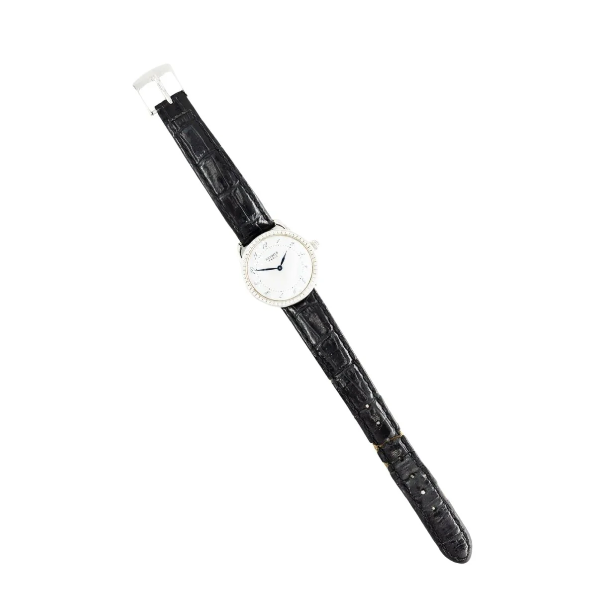 Montre HERMÈS "Arceau" en acier, nacre, cuir et diamants - Image 4