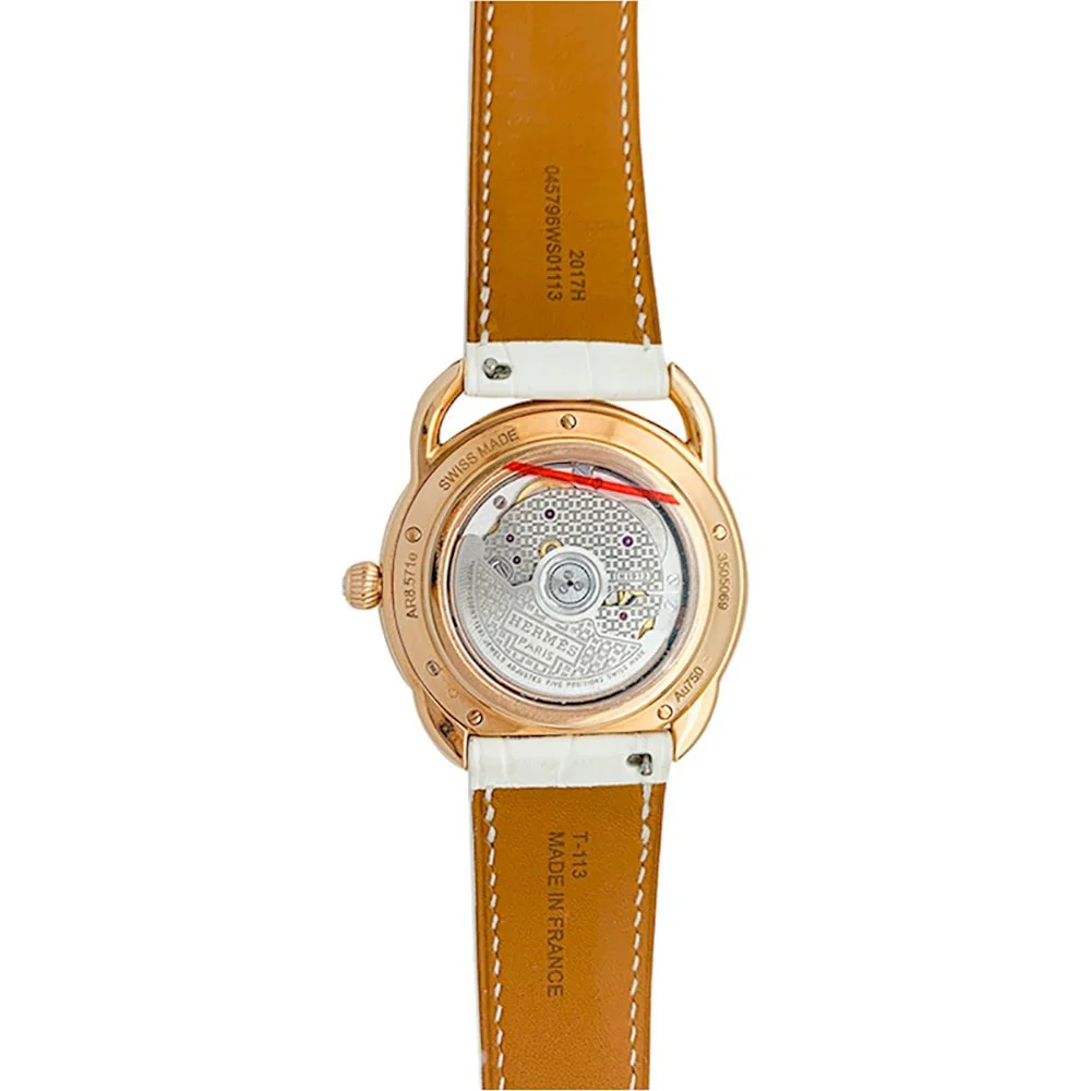 Montre HERMÈS "Arceau" en or rose, diamants et cuir - Image 4