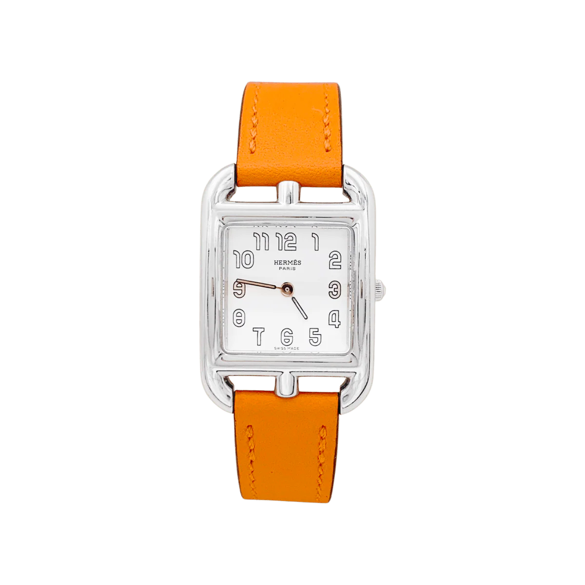 Montre Hermès, "Cape Cod", acier sur cuir.