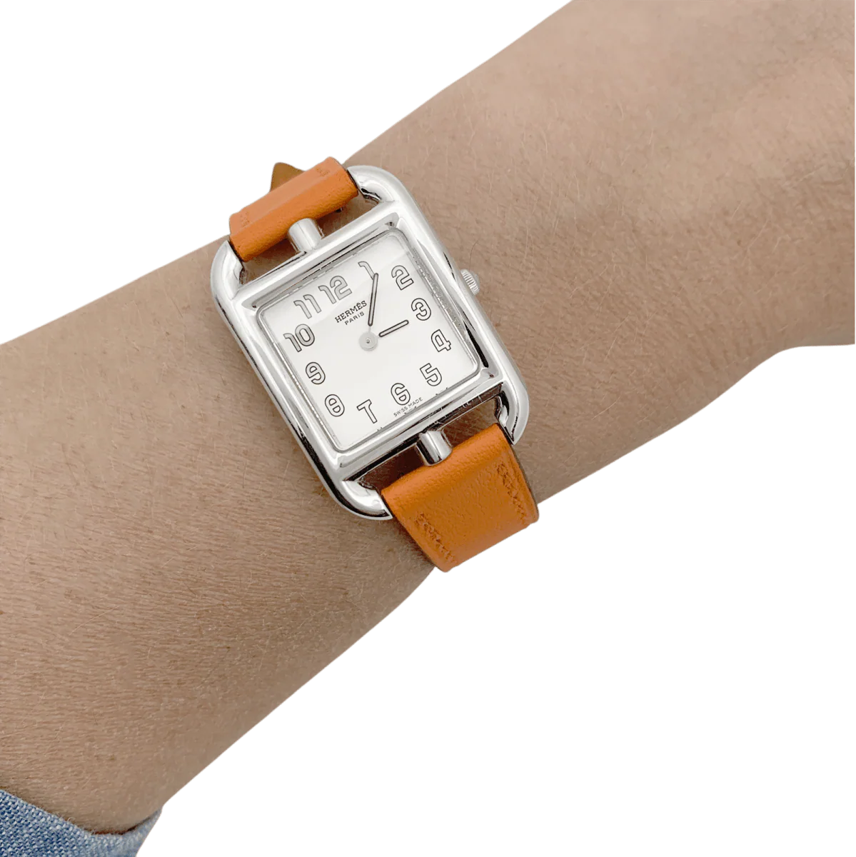 Montre Hermès, "Cape Cod", acier sur cuir. - Image 2