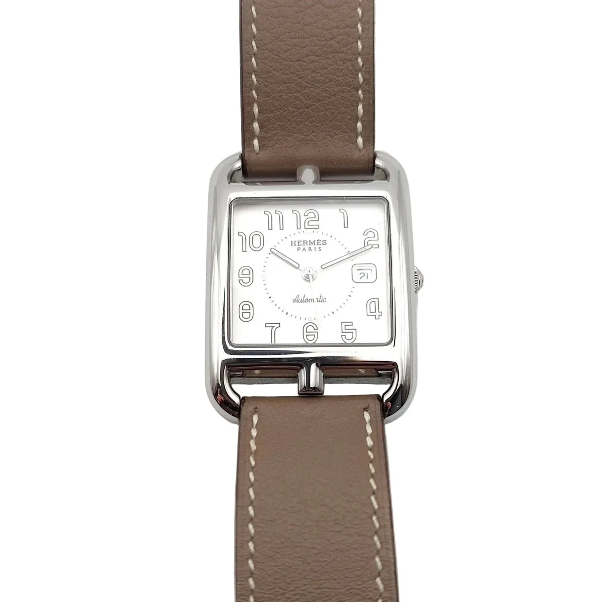 Montre HERMÈS "Cape Cod" GM en acier et cuir - Image 4