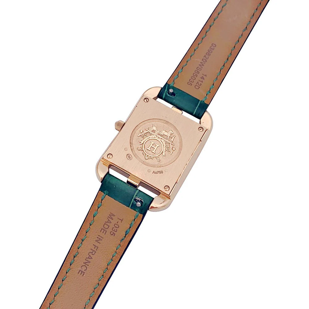 Montre HERMÈS, "Cape Cod", or rose, diamants, cuir. - Image 4
