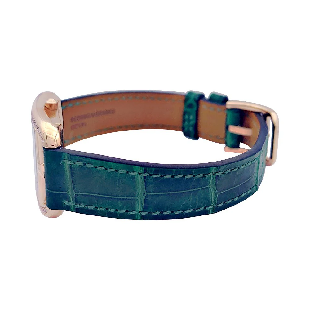 Montre HERMÈS, "Cape Cod", or rose, diamants, cuir. - Image 6