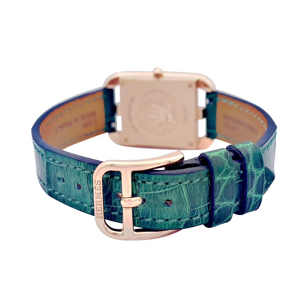 Montre HERMÈS, "Cape Cod", or rose, diamants, cuir. - Image 7