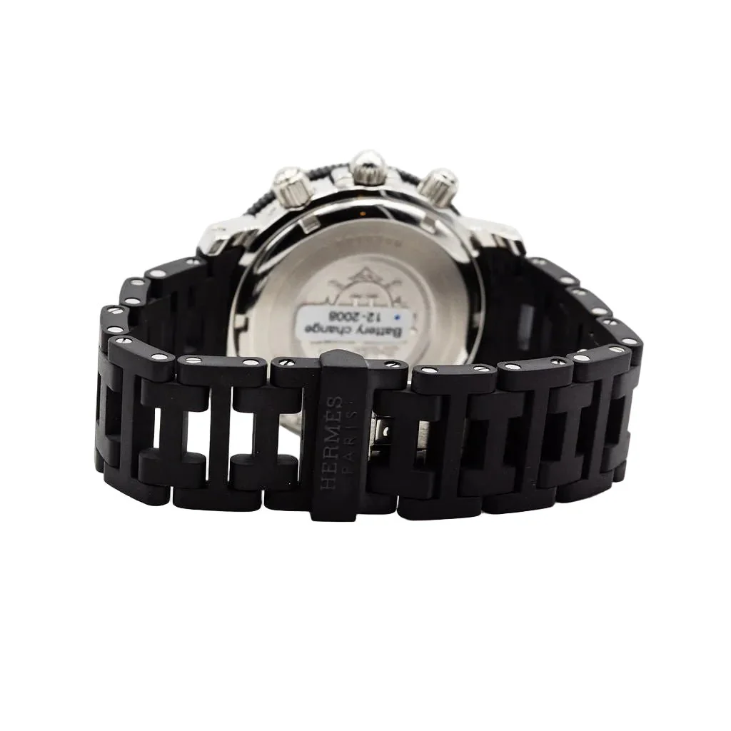 Montre HERMÈS "Clipper Chrono" en acier et caoutchouc - Image 11