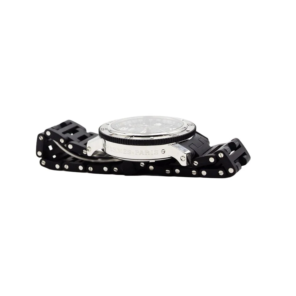 Montre HERMÈS "Clipper Chrono" en acier et caoutchouc - Image 12