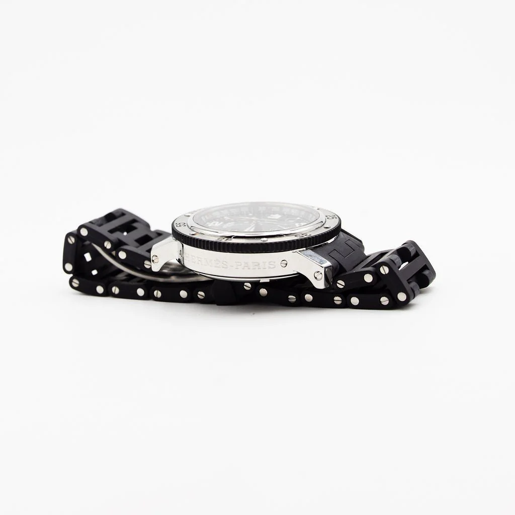 Montre HERMÈS "Clipper Chrono" en acier et caoutchouc - Image 5
