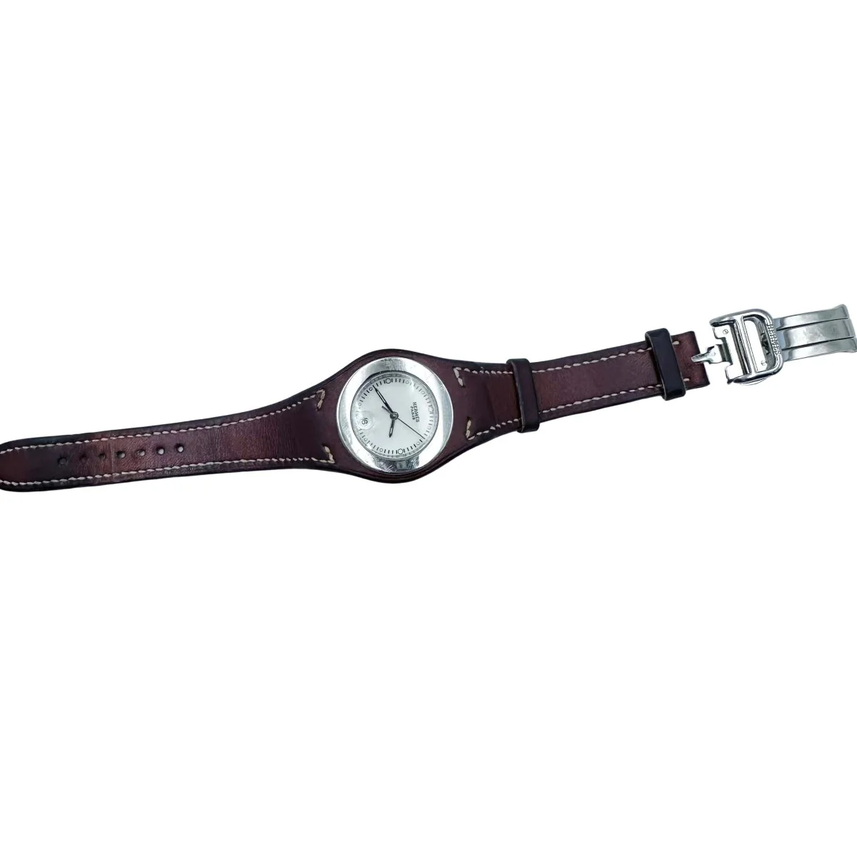 Montre HERMÈS "Harnais" en cuir et acier - Image 5