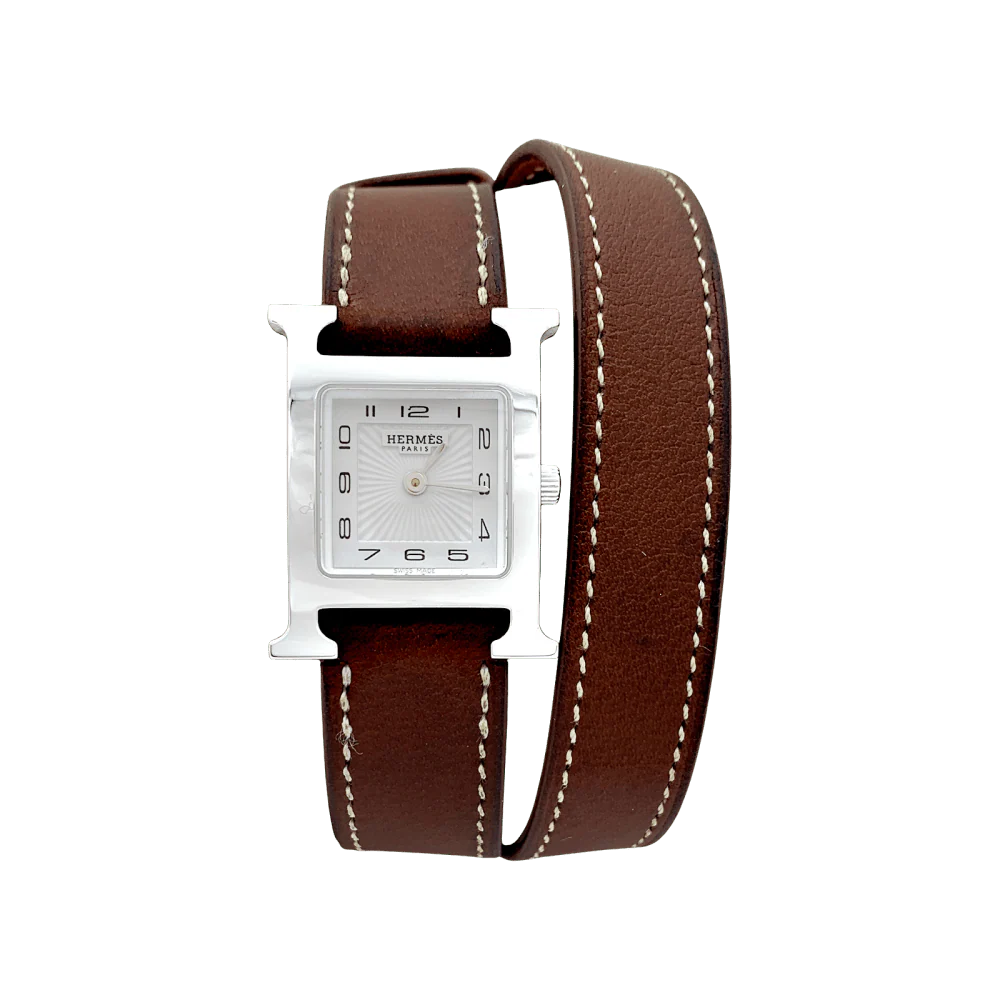 Montre HERMÈS "Heure H" en acier et cuir