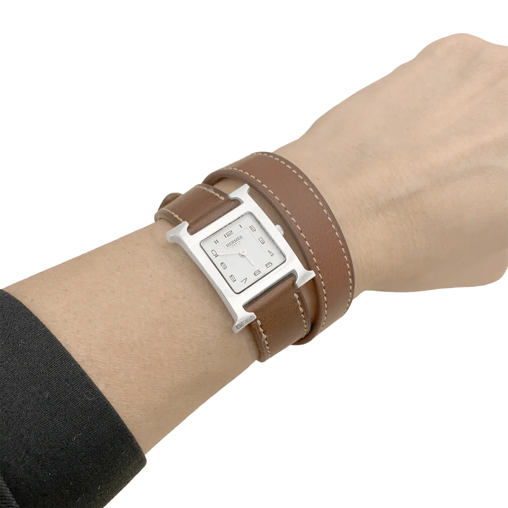 Montre HERMÈS "Heure H" en acier et cuir - Image 2