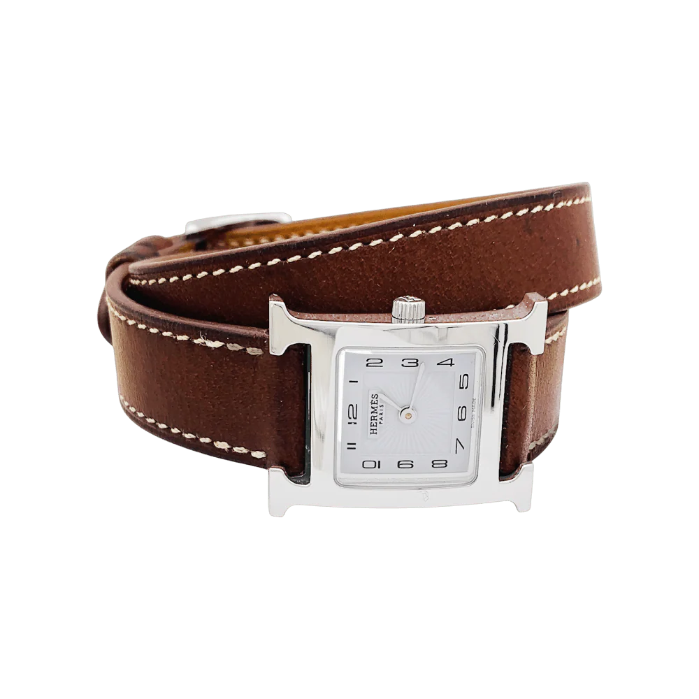 Montre HERMÈS "Heure H" en acier et cuir - Image 3