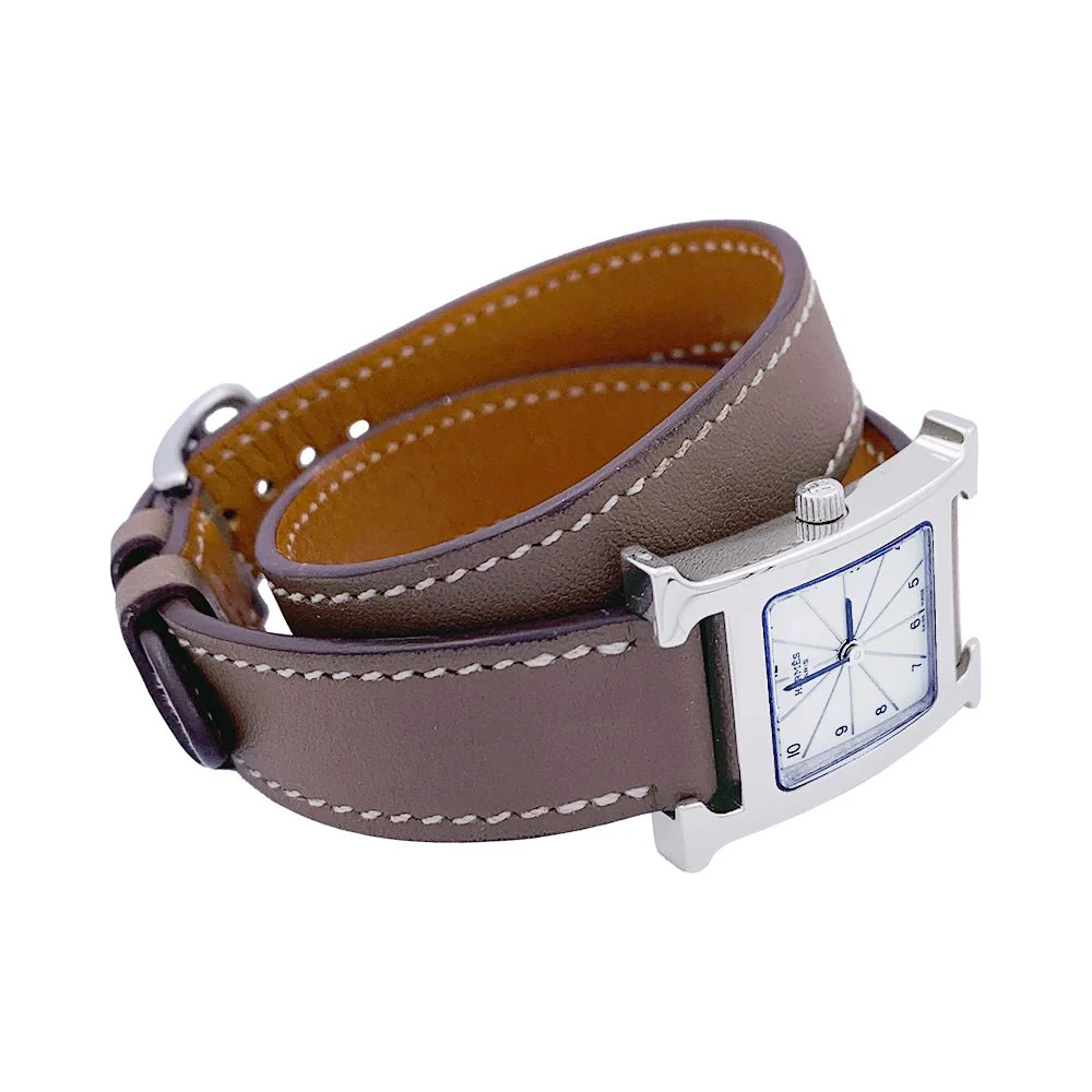 Montre HERMÈS,"Heure H", acier sur cuir - Image 3