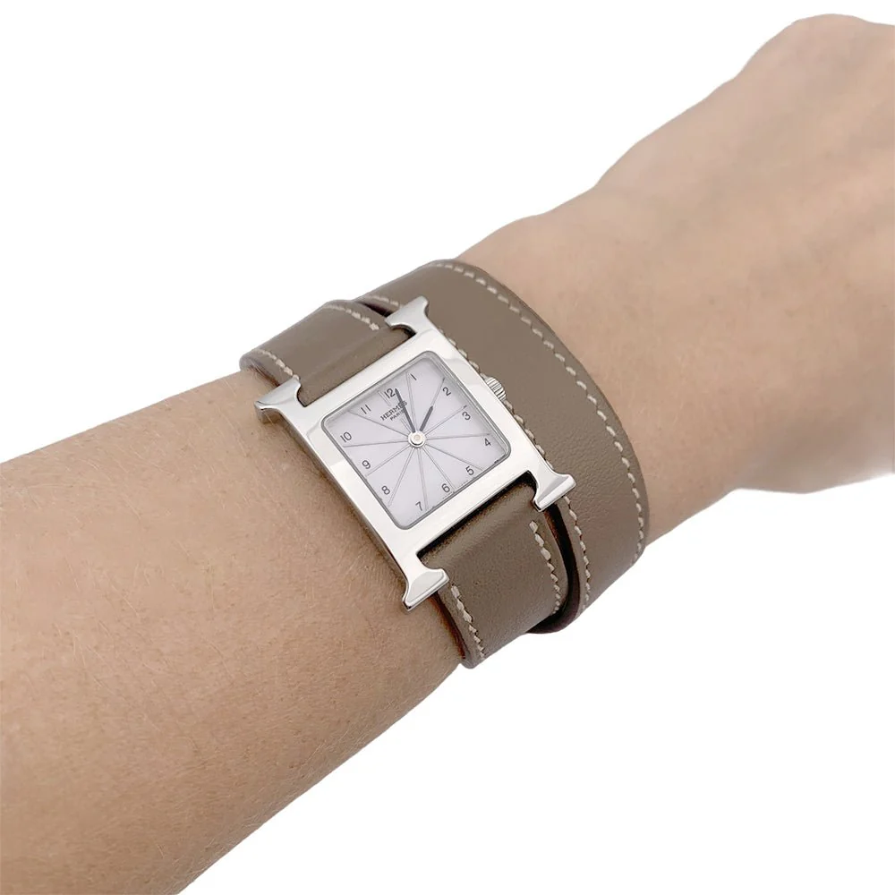 Montre HERMÈS,"Heure H", acier sur cuir - Image 4