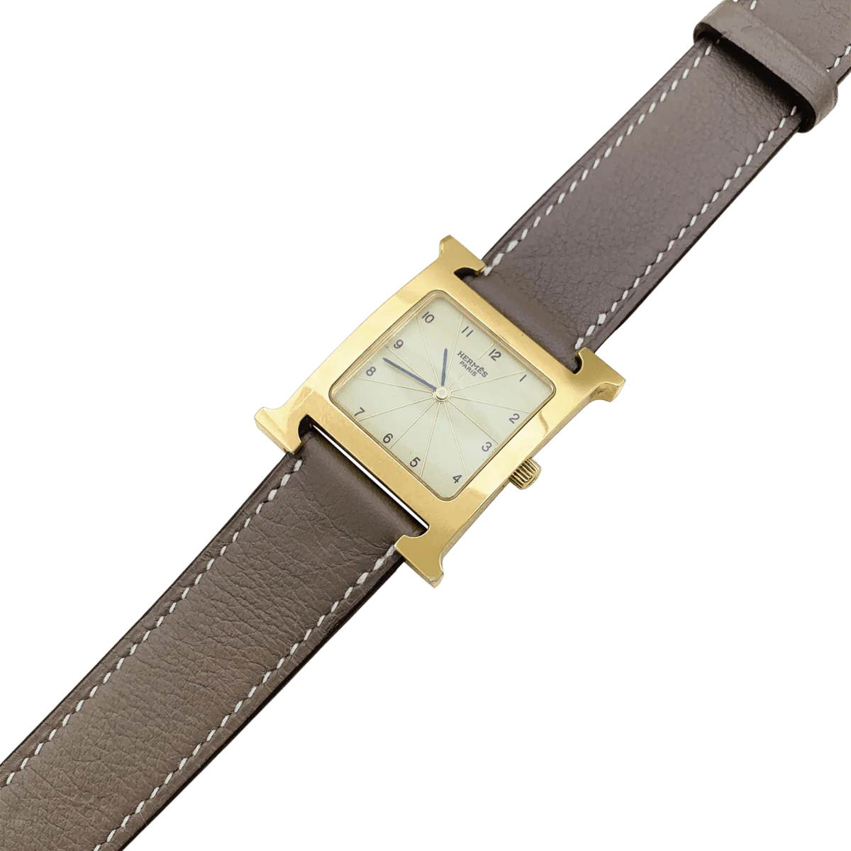 Montre HERMÈS "Heure H" en plaqué or, acier et cuir - Image 4