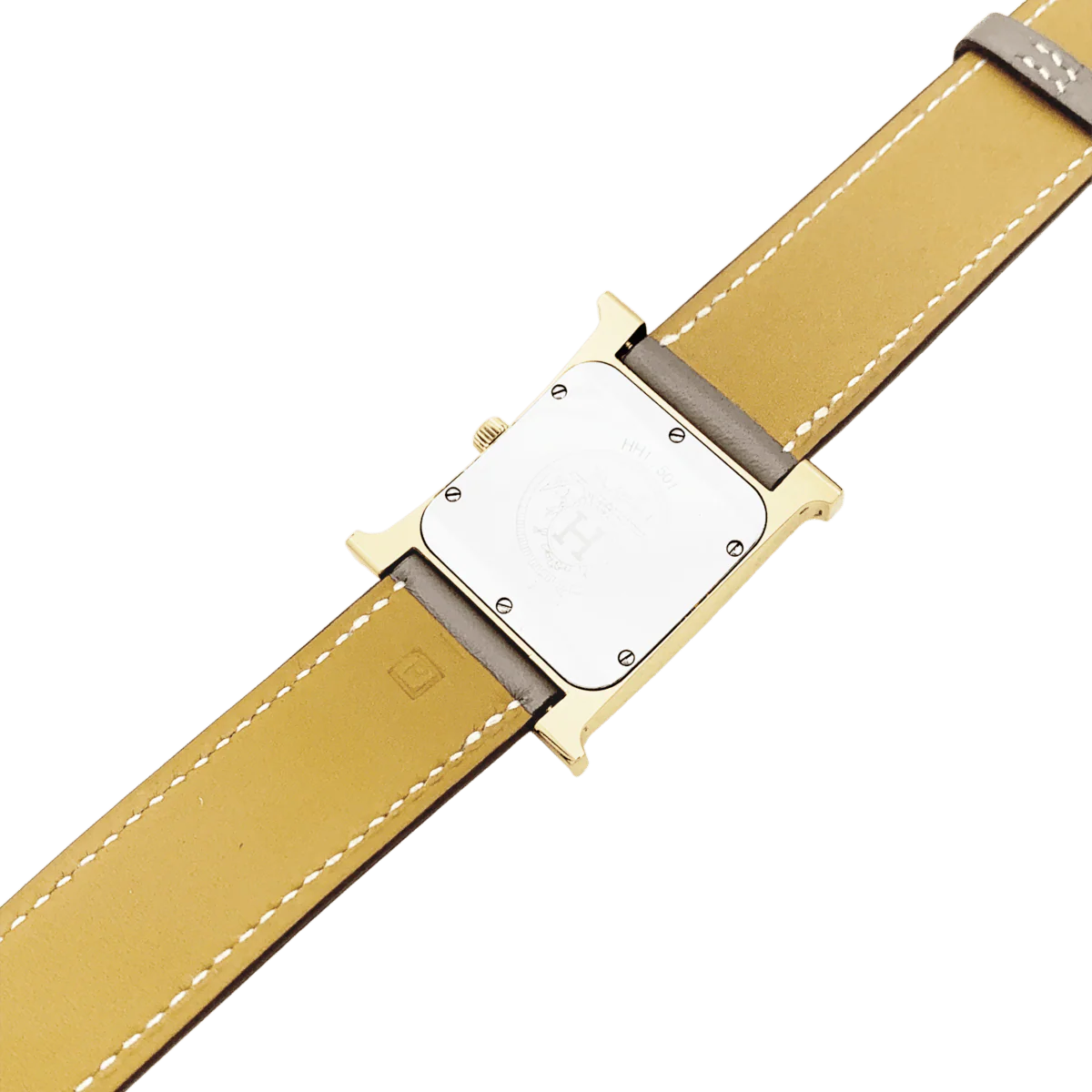 Montre HERMÈS "Heure H" en plaqué or, acier et cuir - Image 5