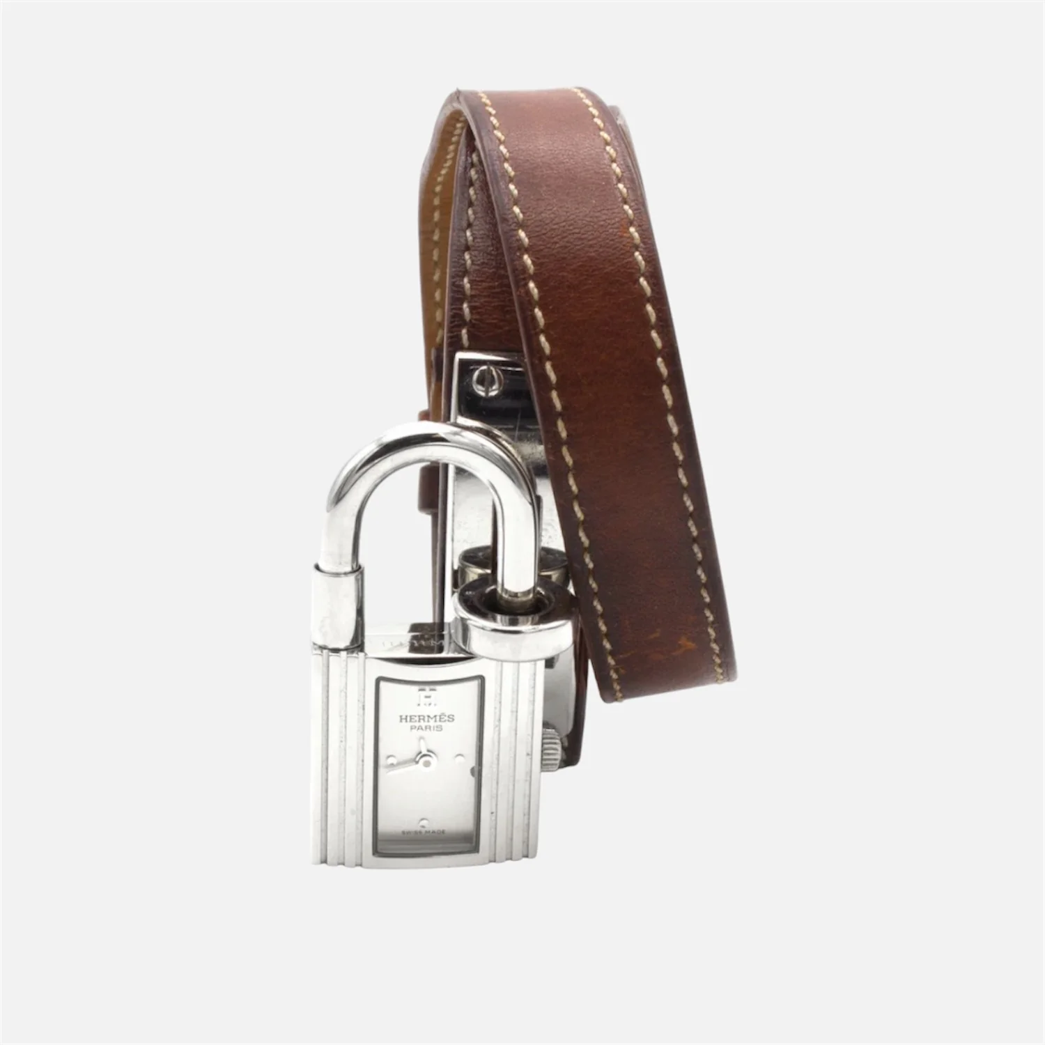 Montre HERMÈS "Kelly" en acier et cuir - Image 2