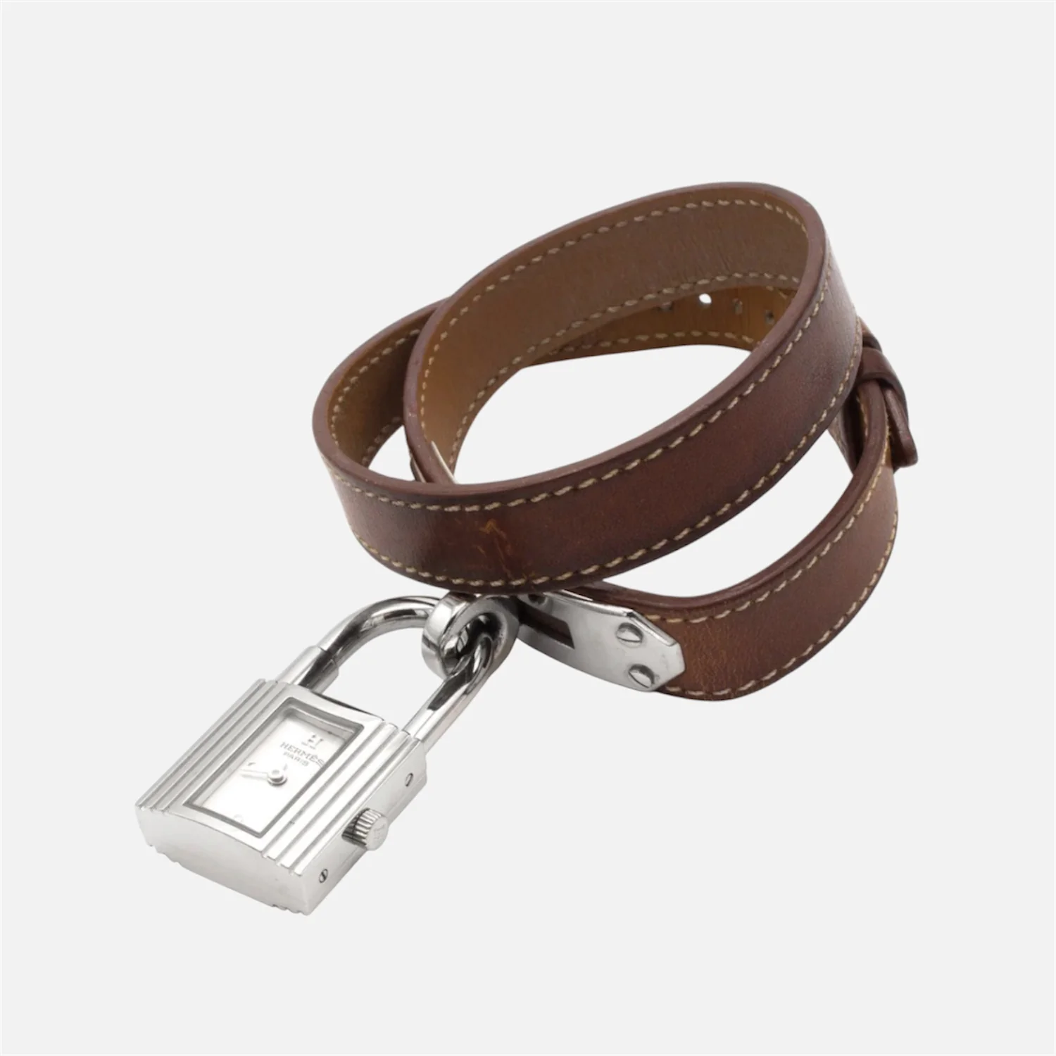 Montre HERMÈS "Kelly" en acier et cuir - Image 3