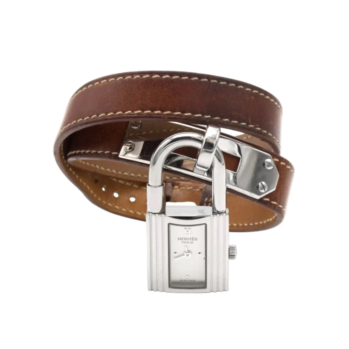 Montre HERMÈS "Kelly" en acier et cuir - Image 6
