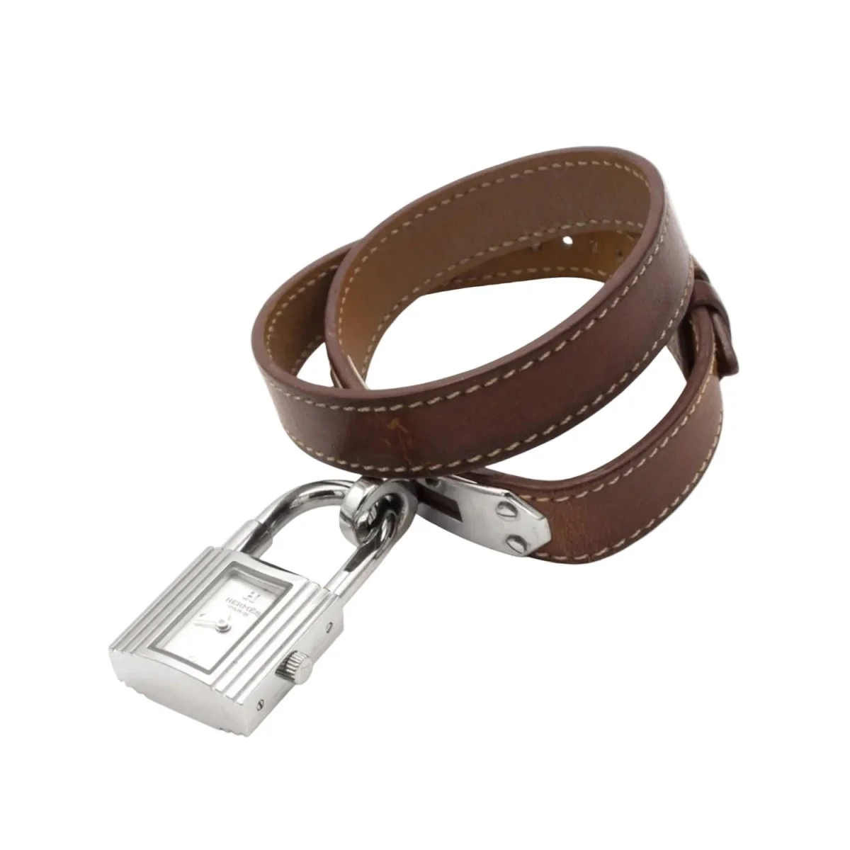 Montre HERMÈS "Kelly" en acier et cuir - Image 8