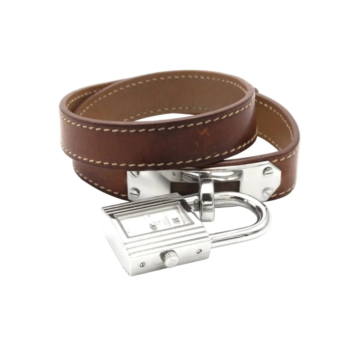 Montre HERMÈS "Kelly" en acier et cuir - Image 9