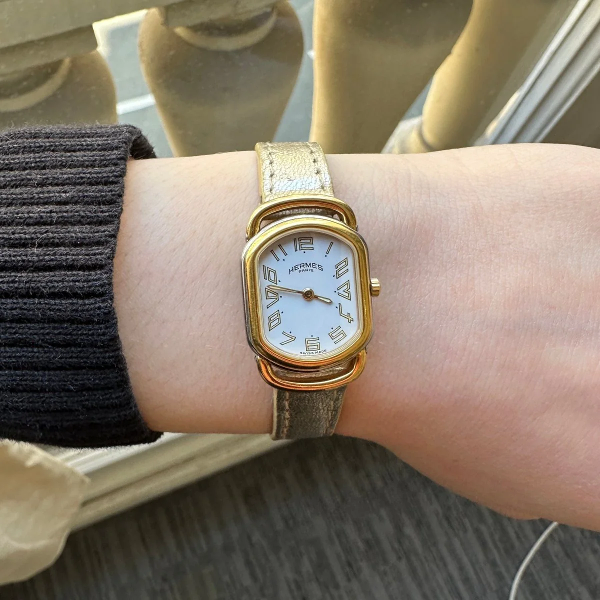 Montre HERMÈS, "Rallye" en or jaune et acier - Image 2