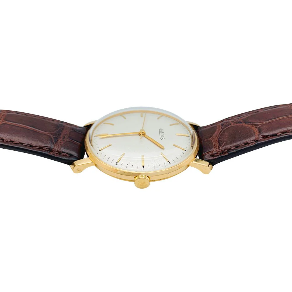 Montre Jaeger en or rose, bracelet cuir. - Image 2