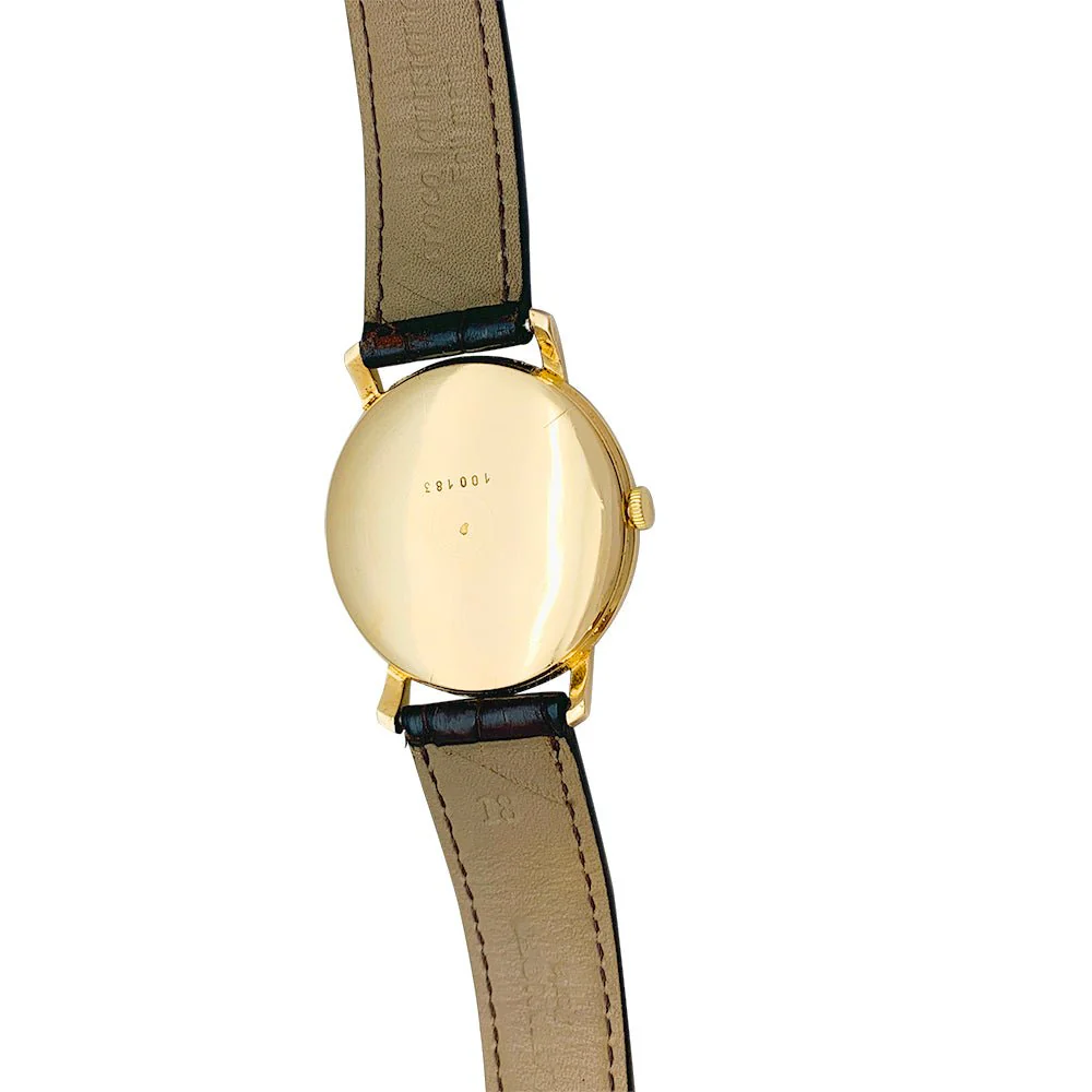 Montre Jaeger en or rose, bracelet cuir. - Image 5