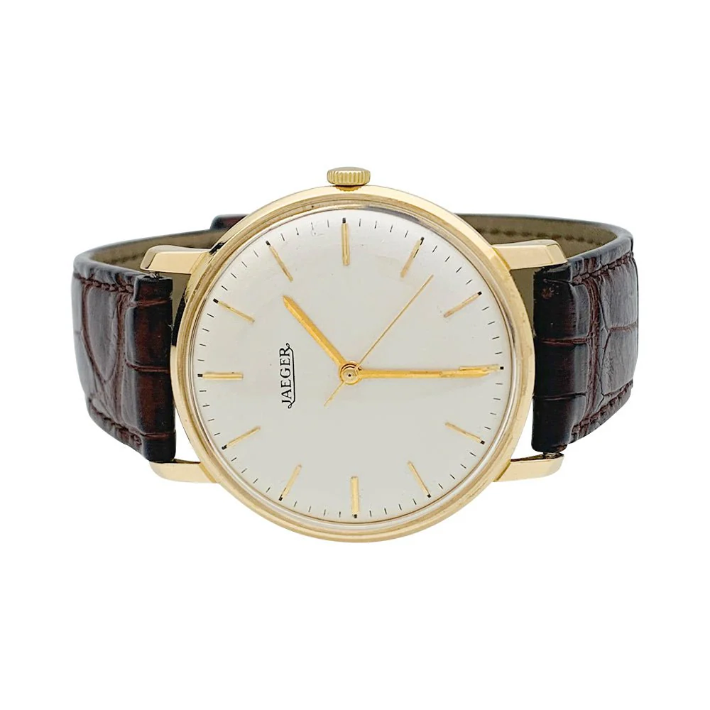 Montre Jaeger en or rose, bracelet cuir. - Image 6