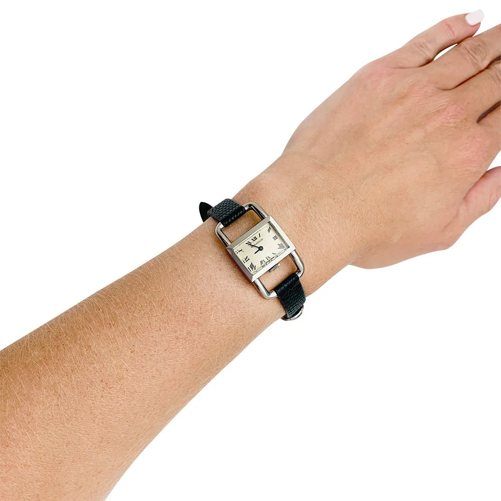 Montre Jaeger Lecoultre,"Etrier", acier sur cuir. - Image 6