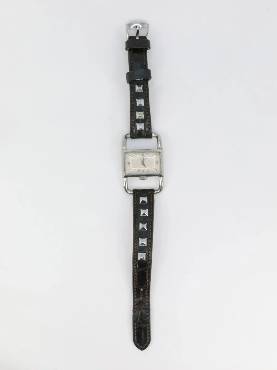 Montre Jaeger Lecoultre Etrier des années 1970 en Acier et en Cuir - Image 4