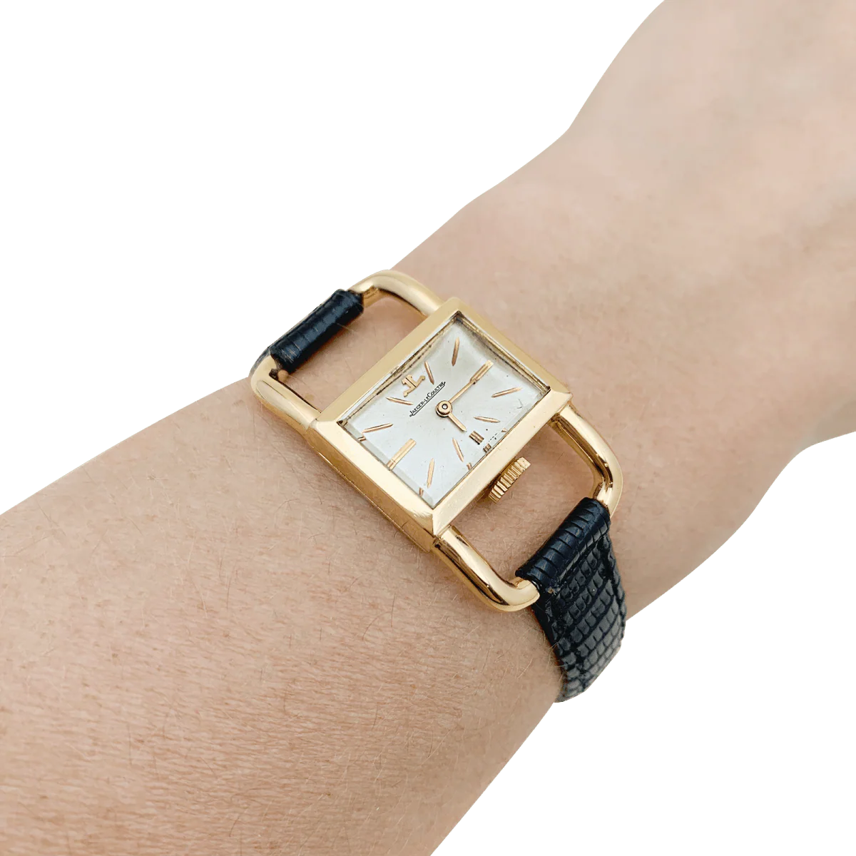 Montre JAEGER-LECOULTRE, "Etrier", en or rose et cuir - Image 2