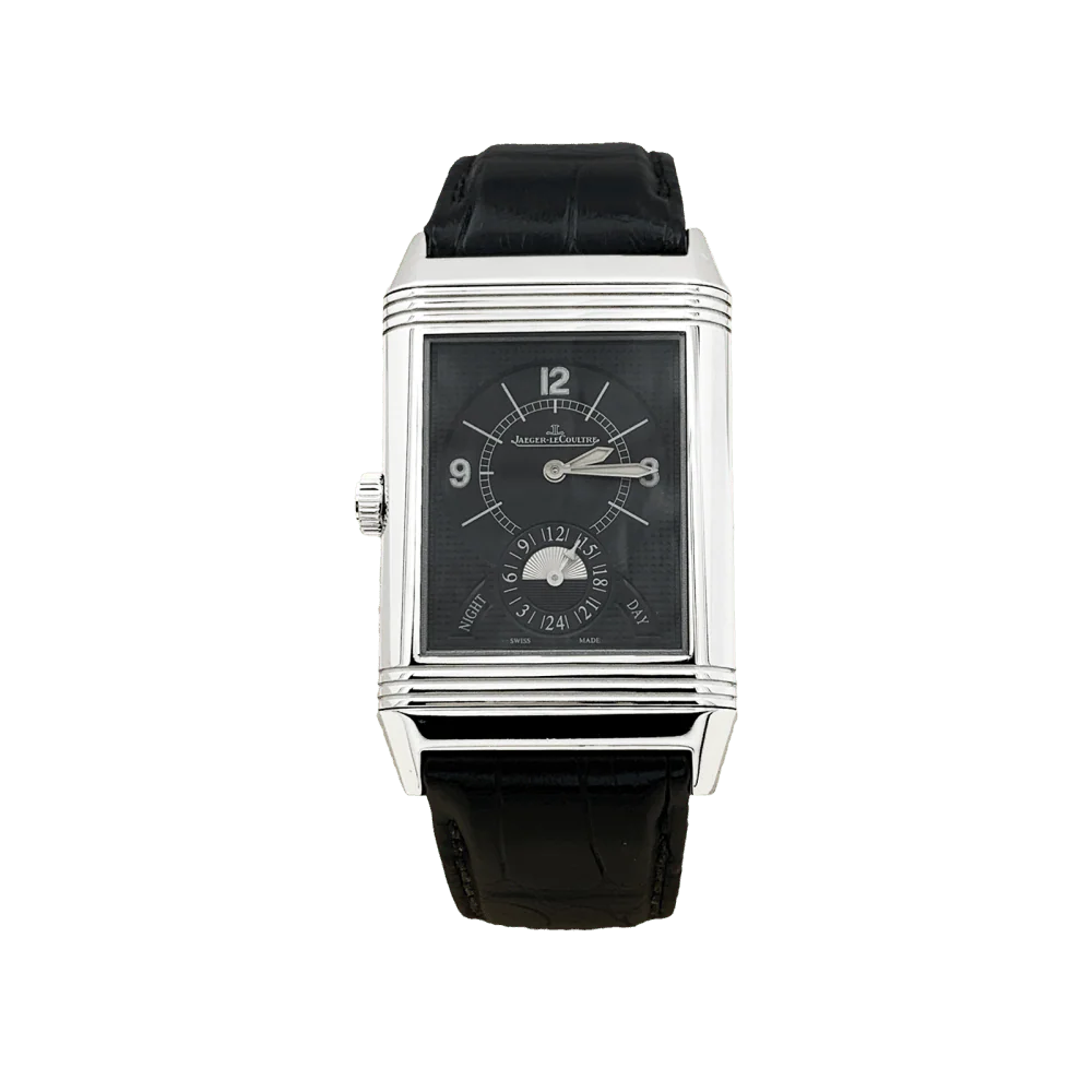 Montre JAEGER-LECOULTRE "Grande Rverso 986 Duodate" en acier et cuir - Image 3