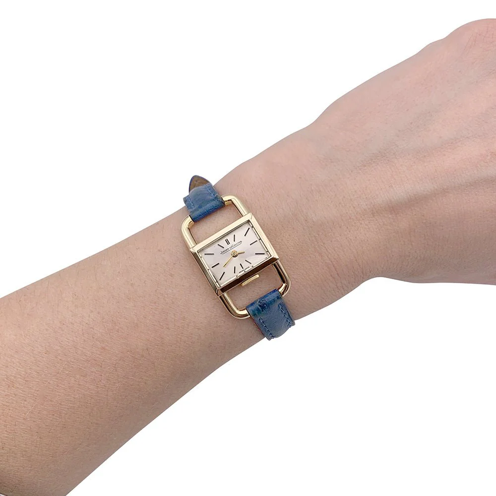 Montre Jaeger Lecoultre & Hermès, "Etrier", or jaune, bracelet cuir. - Image 3