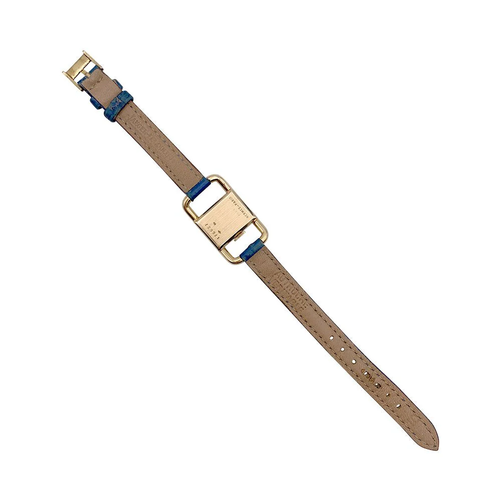 Montre Jaeger Lecoultre & Hermès, "Etrier", or jaune, bracelet cuir. - Image 4