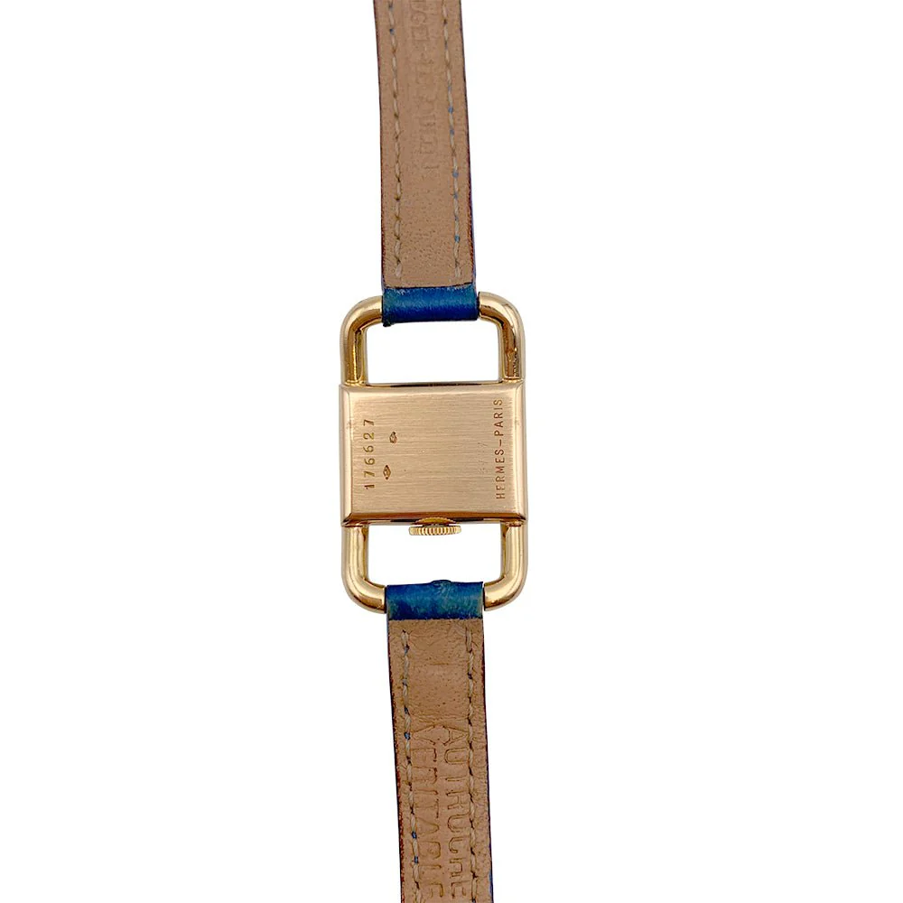 Montre Jaeger Lecoultre & Hermès, "Etrier", or jaune, bracelet cuir. - Image 7
