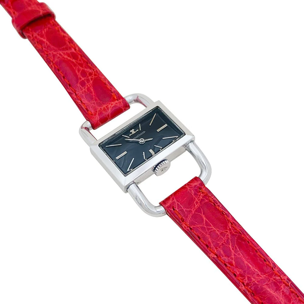 Montre Jaeger Lecoultre & Hermès, modèle "Etrier" en acier, bracelet cuir. - Image 2