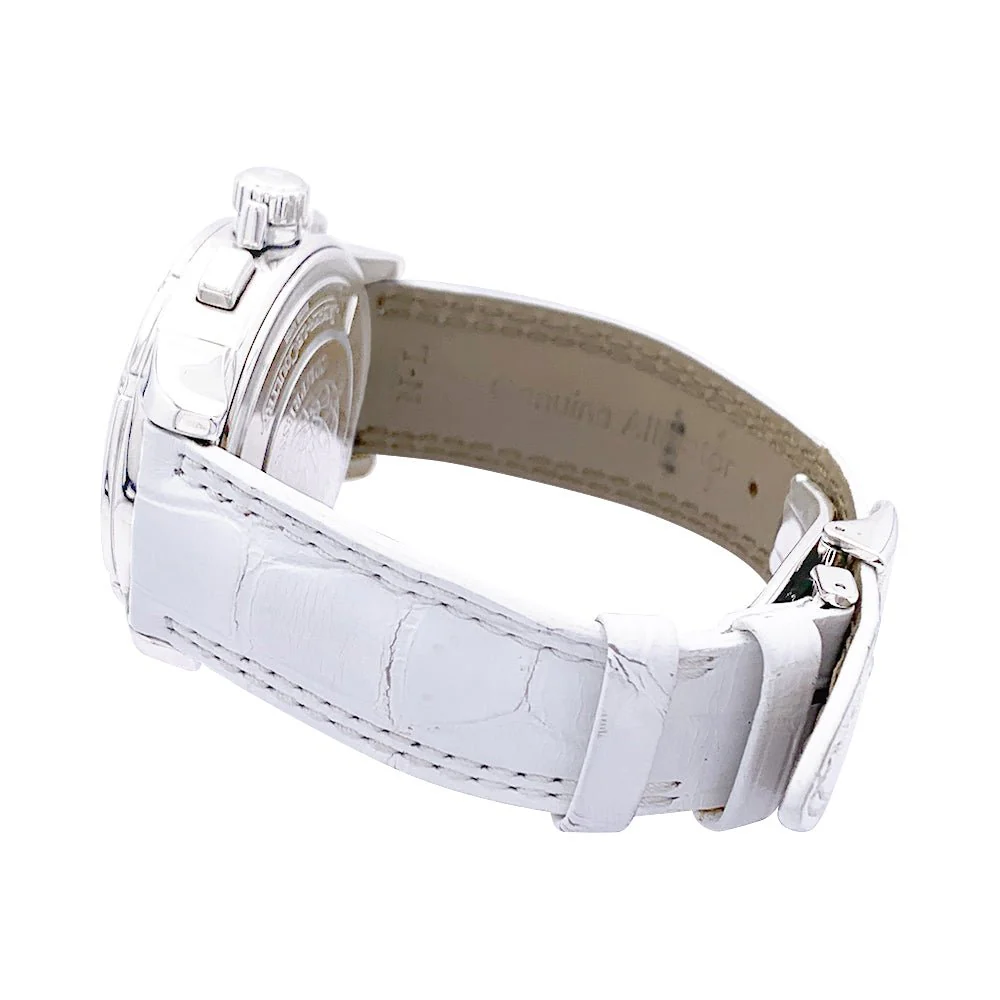 Montre Automatique JAEGER LECOULTRE "Lady Diving Chrono Date" en acier, argent cuir et diamants - Image 5