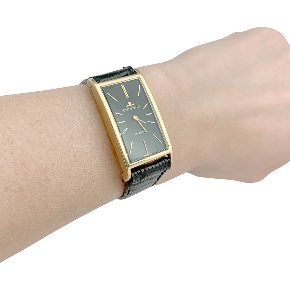Montre JAEGER LECOULTRE, or jaune, cuir. - Image 9