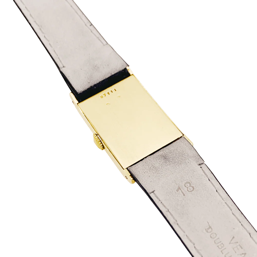 Montre JAEGER LECOULTRE en or jaune, argent et cuir - Image 4