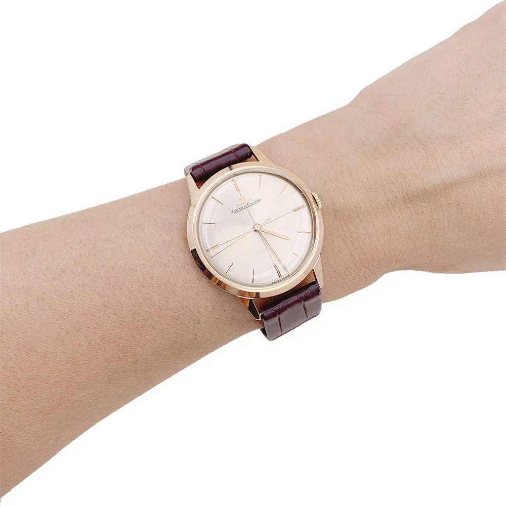 Montre Jaeger Lecoultre, or rose, bracelet cuir. - Image 5
