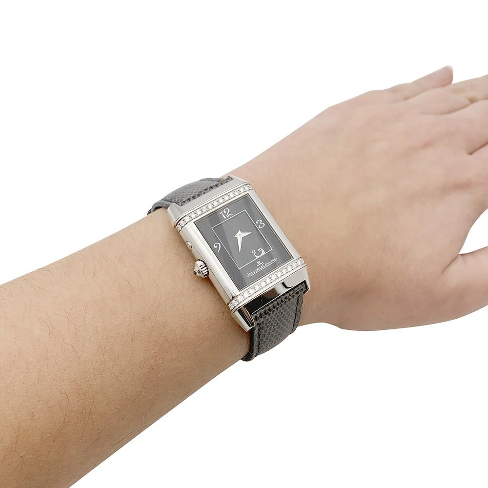 Montre JAEGER LECOULTRE, "Reverso Duetto", en or blanc et diamant - Image 4