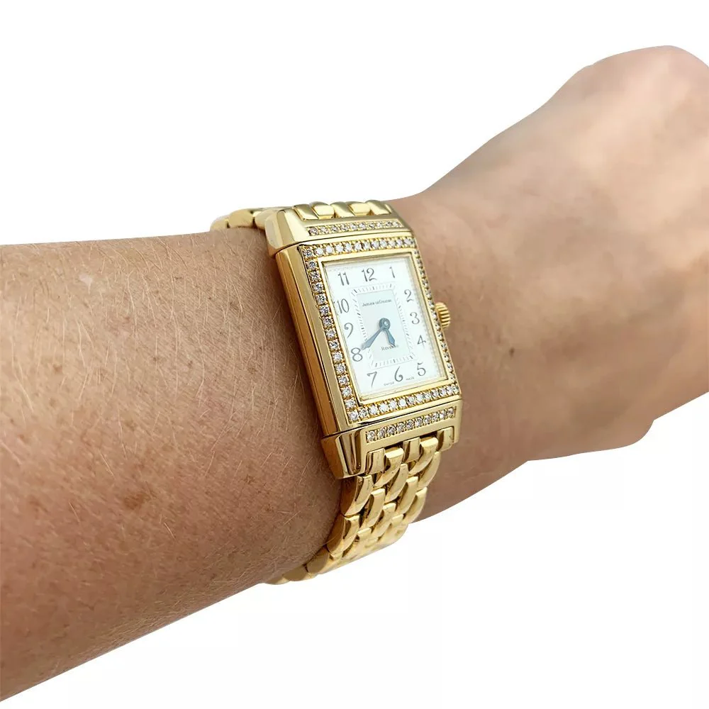 Montre Jaeger Lecoultre "Reverso Duetto" en or jaune, nacre et diamants. - Image 2