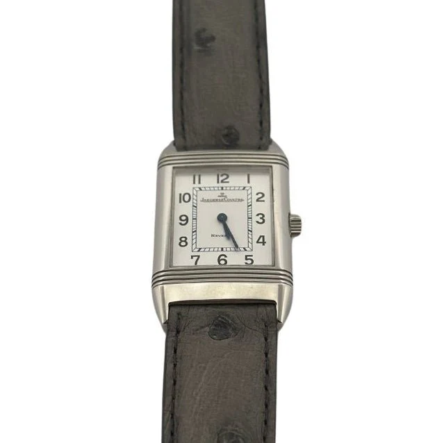 Montre JAEGER-LECOULTRE "Reverso" en acier et cuir d'autruche