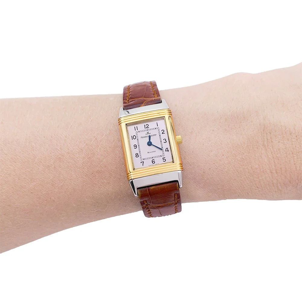Montre Jaeger-Lecoultre, "Reverso", en acier et or jaune. - Image 6